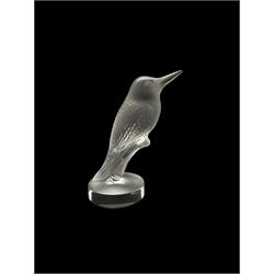 Lalique frosted glass model of a Kingfisher, engraved Lalique France, H7cm