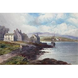Walter Linsley Meegan (British c1860-1944): Figure in a Coastal Landscape, oil on board signed 21cm x 32cm