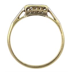 Art Deco gold two stone old cut diamond ring, stamped 18ct Plat