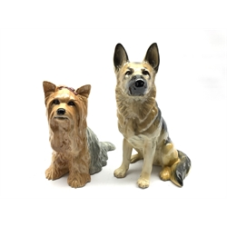 Beswick Fireside model of an Alsatian No. 2410 and another of a Yorkshire Terrier No. 2377