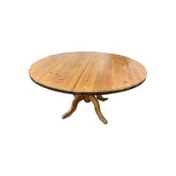 Large circular victorian style pine dining table