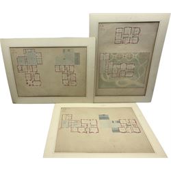 Set three mid 19th century designs for a Rectory House in the Elizabethan Style, hand drawn and hand coloured, indistinctly signed and dated 1841, 43cm x 60cm (3)
