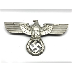 Third Reich Nazi Germany cast metal insignia, eagle with spread wings above wreath, A/F swastika detached, W61cm, H34cm