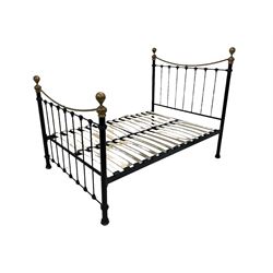 Victorian style wrought metal and brass 4' 6” double bedstead