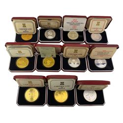 Nine Pobjoy Mint Isle of Man silver crown coins, including 1974 'Winston Churchill Centenary', 1976 'Horse Tram Centenary', 1977 'Queen's SilverJubilee Appeal Crown', 1978 '25th Anniversary of the Coronation of Her majesty Queen Elizabeth II' etc and two Macau silver one-hundred patacas coins, all cased with certificates (11)