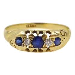 Edwardian gold sapphire and diamond ring, stamped 18ct