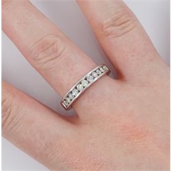 14ct white gold channel set round brilliant cut diamond half eternity ring, stamped, total diamond weight approx 0.65 carat