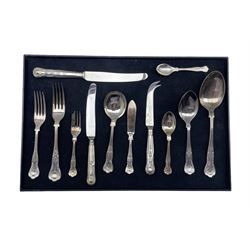Matched table service of Kings pattern cutlery, stainless steel and silver-plate (qty)
