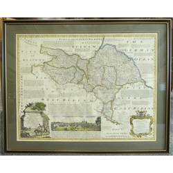  After Emanuel Bowen (Welsh 1694-1767): 'An Accurate Map of the North Riding of Yorkshire Divided into its Wapontakes', hand-coloured map 54cm x 70cm  
