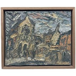 Barry De More (Northern British 1948-2023): 'Church at Todmorden' West Yorkshire, oil and impasto on board signed titled and dated 2017 verso 29cm x 35cm
Provenance: direct from the family of the artist Notes: a Yorkshire Artist and Associate Member of Dean Clough Studio Artists, De More's works have been exhibited in galleries such as The Stirling Smith Art Gallery and The Whitaker Museum