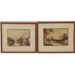 Circle of JMW Turner (British 1775-1851): River Landscapes, pair watercolours unsigned 19cm x 29cm (2)