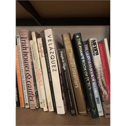 Quantity of assorted books including Art and Antiques reference works, Biographies etc on three shelves