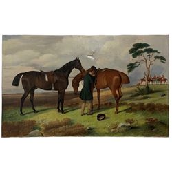 Robert Harrington (British 1800-1882): 'Meet of Hounds Cumberland', oil on canvas signed and dated 1859, titled verso 56cm x 92cm