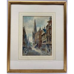 R. Lightfoot (British 19th/20th century): Historical Scene of Street in Chester, watercolour signed 28cm x 21cm 