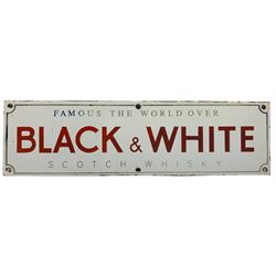 Black & White Scotch Whisky single sided enamel sign 13cm x 46cm