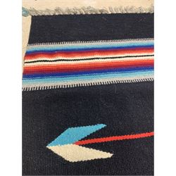 Woven Navajo blanket decorated with Arrow and Thunderbird motif 147cm x 43cm