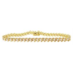 14ct gold round brilliant cut diamond 'S' link bracelet, total diamond weight approx 1.95 carat