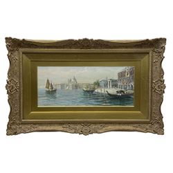 Y Gianni (Italian Early 20th century): Grand Canal Venice, oil on canvas signed 42cm x 18cm