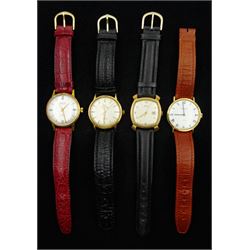 Waltham 17 jewels gold-plated manual wind wristwatch, Helvetia, Bravingtons Wetrista and an Oris wristwatch, all on leather straps (4)