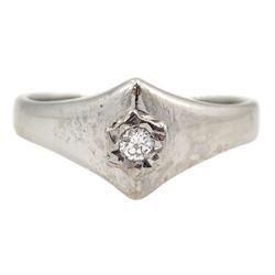 18ct white gold single stone diamond ring, London 1972