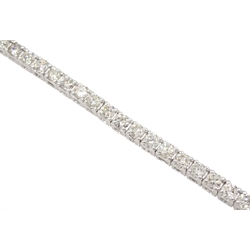 White gold diamond line bracelet, stamped 18K, total diamond weight 2.75 carat