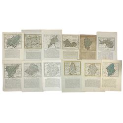 John Seller (British 1630-1697): 'Map of Jersey' 'Nottinghamshire' Cambridgeshire' etc, large collection 17th-19th century engraved maps with hand-colouring and text 26cm x 18cm (23)