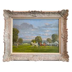 William Burns (British 1923-2010): 'Horse Trials - Chatsworth Derbyshire, oil on board signed, titled verso 44cm x 60cm
Provenance: direct from the family of the artist