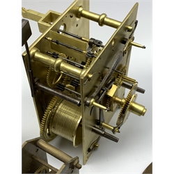 Twin train driven longcase clock movement, (W17cm) and various other clock movements, (14)