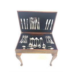 A Suite of plated bead edge table cutlery for six covers, in a table case 