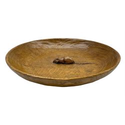 Mouseman - adzed oak bowl with centre mouse signature, by Robert Thompson of Kilburn, D28.5cm