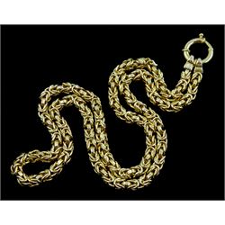 9ct gold Byzantine link necklace with spring loaded barrel clasp, hallmarked, approx. 19.6gm