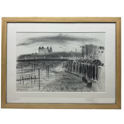 Ben Clowes (Northern British Contemporary): Scarborough at Low Tide, pencil and graphite sketch signed and dated '08, 34cm x 50cm 