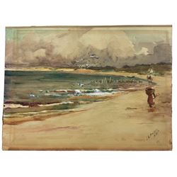 J H Fraser (Scottish 19th century): Collecting Cockles on the Beach, watercolour signed 27cm x 37cm (unframed)