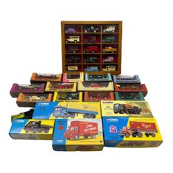 Diecast model vehicles including Corgi Classics Wall's AEC refrigerated box trailer set 21401, Terry's chocolates Bedford O series artic 18402, W & J Riding Ltd Bedford S type dropside lorry 2001, John Smith's ERF delivery truck set 09801, various models of yesteryear etc