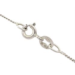 10ct white gold tapered baguette cut diamond heart shaped pendant, stamped, on silver chain necklace