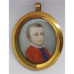 Penelope Carwardine (British 1729-1804): 'Justinian Saunders Bentley Nutt', portrait miniature signed with initials, the frame engraved verso 3cm x 2.5cm 
Notes: Justinian (1751-1811) was the second son of naval captain Justinian Nutt and went on to become a commodore in the Indian Navy.