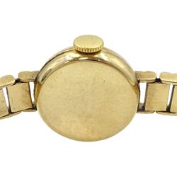 Rolex Precision ladies 9ct gold manual wind wristwatch, Chester 1951 on 9ct Rolex bracelet, Birmingham 1958, boxed
