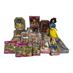 Group of Disney figures including various Disney Princesses, Alice in Wonderland and others, mostly boxed