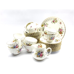 Royal Worcester Roanoke pattern tea set comprising twelve cups and saucers, twelve plates, two bread and butter plates and a milk jug