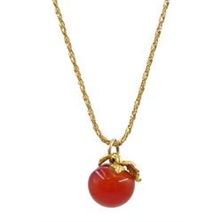9ct gold orange agate apple pendant necklace