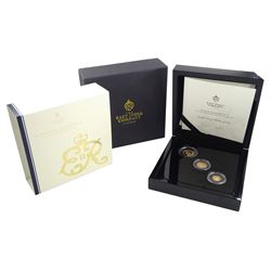 Queen Elizabeth II St Helena 2021 sovereign gold proof three coin set, comprising sovereign, half sovereign and quarter sovereign, cased with certificate