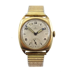 Omega 9ct gold gentleman's manual wind wristwatch, Birmingham 1940, No.9099273, on later expending gilt strap