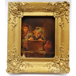 Continental School (19th Century): A Scribe and His Student, oil on board unsigned 17cm x 14cm
