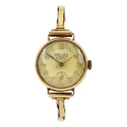 Majex Vitaflex 9ct gold ladies manual wind wristwatch, London 1954, on gold expanding bracelet, stamped 9.375, boxed