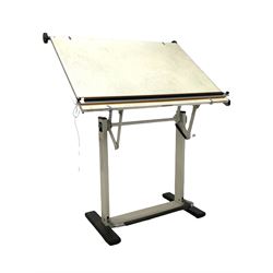 20th century draughtsman board, the angle adjustable top raised on a metal base 