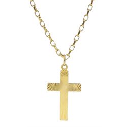 Gold cross on belcher link necklace, both hallmarked
