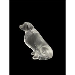 Lalique frosted glass model of a Golden Retriever, engraved Lalique France to base, H12cm