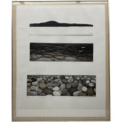 Elizabeth Morris (British Contemporary): 'Seascape I II III', coloured etching signed titled and numbered 19/50 in pencil 46cm x 38cm