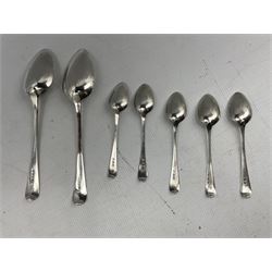 Five George III silver teaspoons London 1813 Maker Peter and William Bateman, George III silver table spoon London 1810 and one other 6oz  (7)