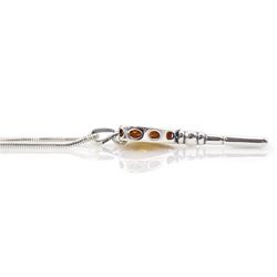 Silver Baltic amber heart key pendant necklace, stamped 925 